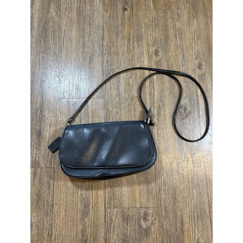Coach 4903 Sonoma Black Pebble Leather Flap Crossbody Bag/Handbag